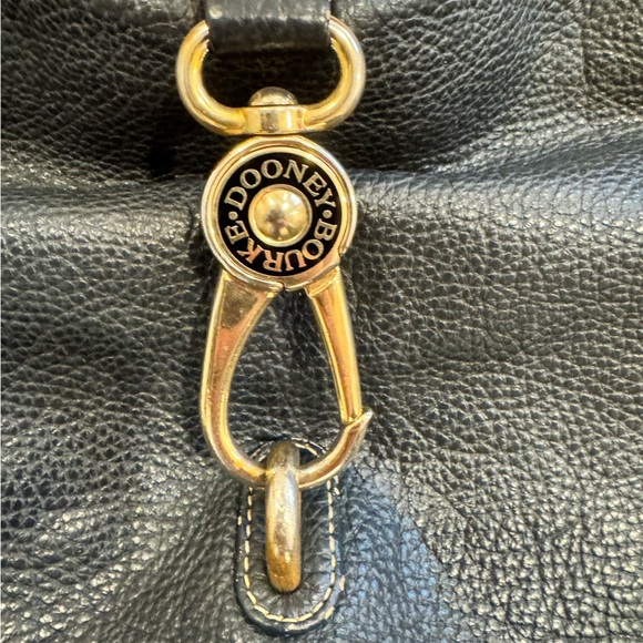 Dooney & Bourke Black Leather Hobo Shoulder Bag | Gold Logo Hardware - Picture 2 of 6